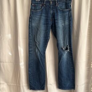 Polo Ralph Lauren Distressed Varick Slim Straight Jeans Elliot Stretch 32/30